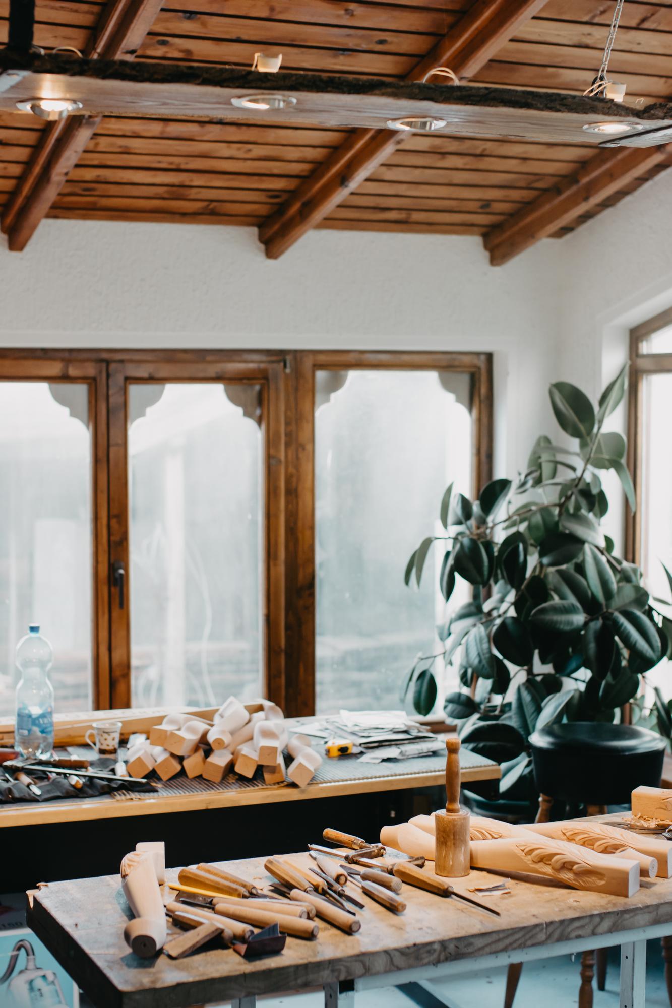 Studio exterior and workshop window